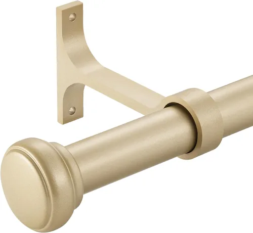 Vista 8 de Barra de cortina resistente ajustable, 1 pulgada, 28-48 pulgadas, tapa redonda, soportes de aluminio premium, adecuada para ventanas y patios