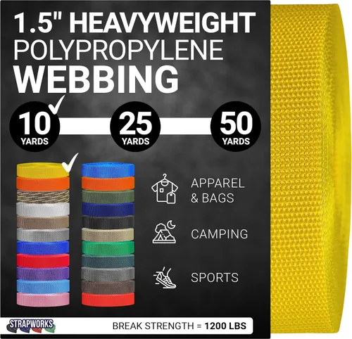 Vista 43 de Strapworks Heavyweight Polypropylene Webbing - Heavy Duty Poly Strapping for Outdoor DIY Gear Repair, 1.5 Inches