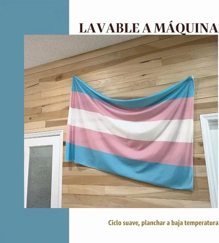 Vista 6 de Bandera trans para pared Tapiz de orgullo transgénero Grande 40 x 60 pulgadas