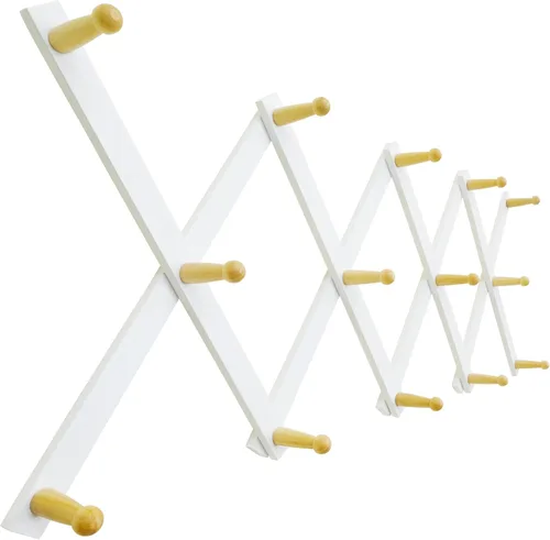 Vista 43 de SKOLOO Perchero de pared para sombreros con 14 ganchos, de madera maciza, moderno, perchero de pared expandible para abrigos, sombreros, bolsos