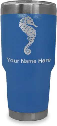 Vista 16 de LaserGram Vaso aislado al vacío de 20 onzas, caballito de mar, grabado personalizado incluido (negro)