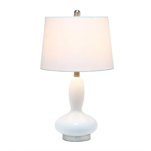 Vista 2 de Elegant Designs LT3315-WHT Lámpara de mesa contemporánea de cristal curvo, color blanco