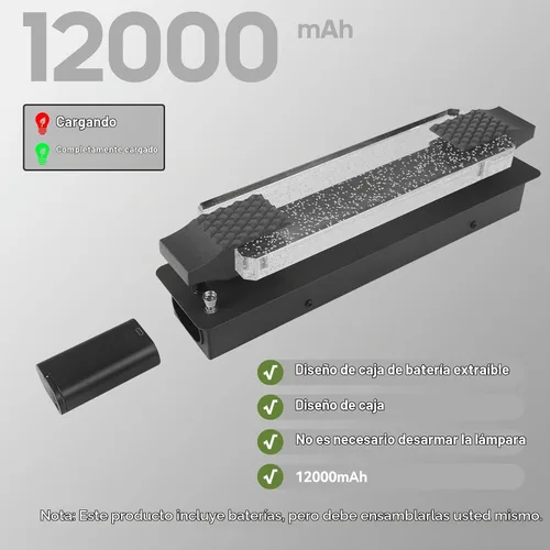 Vista 2 de camuucci Aplique de pared a pilas recargable de 12000 mAh, lámpara de pared para interiores, no cableada, para dormitorio, sala de estar, 1 paquete