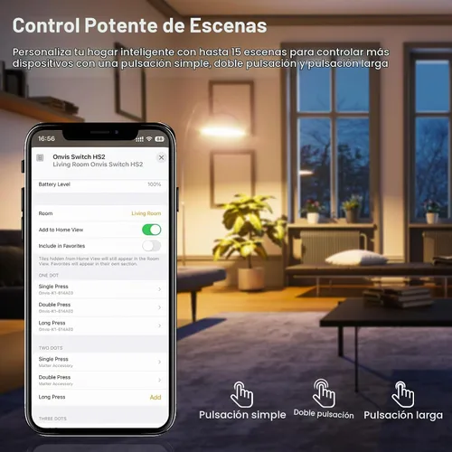 Vista 7 de Botón inteligente Onvis, interruptor inteligente de 5 teclas, controlador de escena, compatible con Apple HomeKit, activa automáticamente accesorios