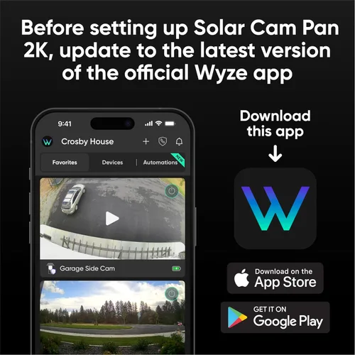 Vista 3 de WYZE Cámara solar Pan, cámaras de seguridad 2K inalámbricas al aire libre