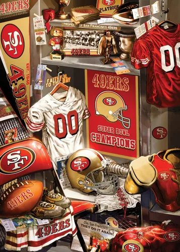Vista 2 de MasterPieces Rompecabezas de 500 piezas para adultos para el Día del Juego, NFL San Francisco 49ers Locker Room, 15 x 21 pulgadas
