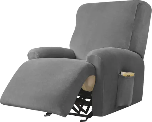 Vista 20 de CONRUSER Fundas para sillas reclinables, fundas elásticas de terciopelo de 4 piezas, funda para sofá individual, protector suave de muebles