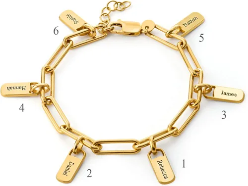 Vista 8 de MyNameNecklace Personalized Rory Bracelet with Custom Tag Charms - Diamond Option - by MYKA