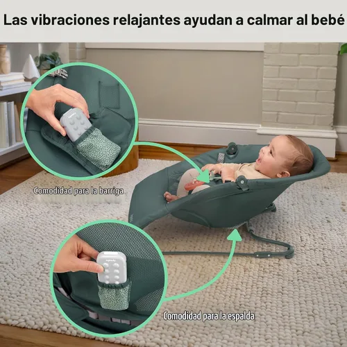 Vista 4 de Ingenuity Stow & Go - Portabebés plegable compacto, asiento portátil ligero con vibración, verde, menos de 5 libras