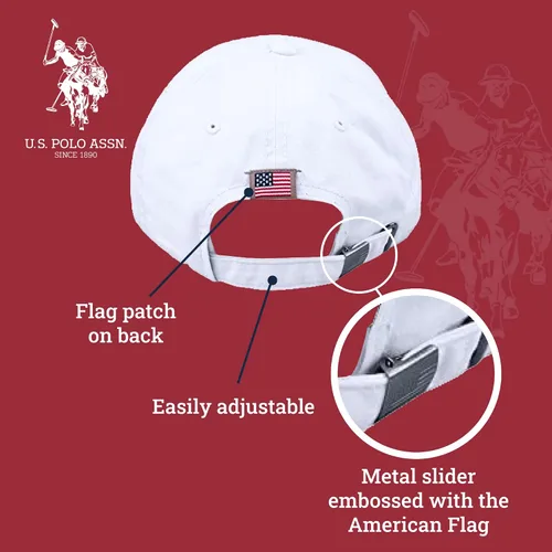 Vista 5 de Concept One Polo de EE.UU. Assn. Logotipo bordado de caballo de caballo desde 1890 sombrero de béisbol de algodón ajustable con ala curvada