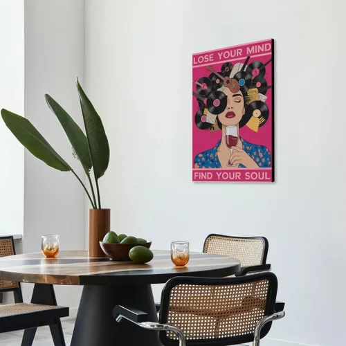 Vista 6 de Lienzo decorativo para pared con texto en inglés "Lose Your Mind Find Your Soul", arte de pared con citas inspiradoras para la salud mental, pintura