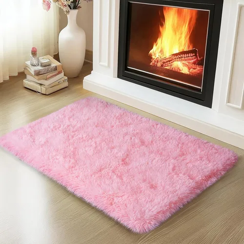 Vista 89 de Mugorn - Alfombras suaves y esponjosas de 2 x 3 pies para el hogar, alfombra pequeña con 4 mallas antideslizantes, color negro, 2 x 3 pies