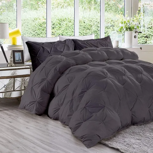 Vista 8 de Juego de edredón plisado de 3 piezas de 21.16 oz/m² para todas las estaciones (edredón + 2 fundas de almohada), relleno de edredón de algodón