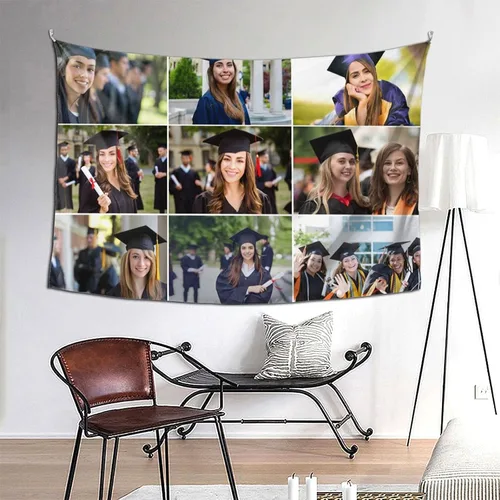 Vista 21 de Nsipan Tapiz personalizado para subir imágenes, texto fotográfico, decoración de pared, colección de collage de dormitorio, decoración
