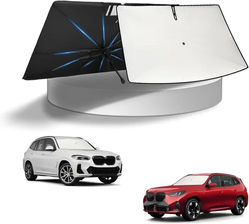 Vista 28 de KUST - Parasol plegable para parabrisas para BMW X1 E84, accesorios 2011 2012 2013 2014 2015, protector de visera de sol ajustable que bloquea