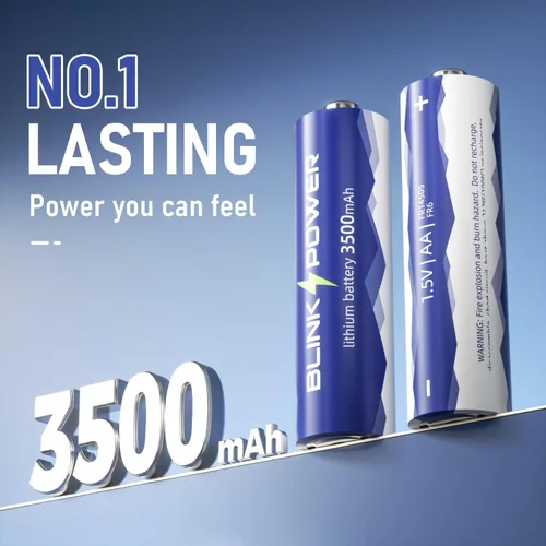 Vista 2 de Blinkspower™ Baterías de litio AA Paquete de 4, 3500mAh NÚM.1 de duración 1.5V Batería de litio doble A 【No recargable】