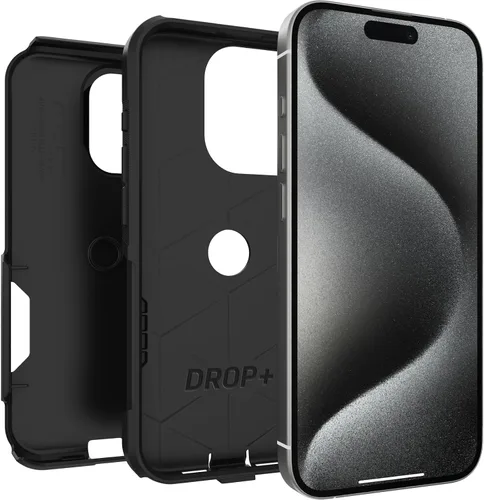 Vista 4 de OtterBox Funda para iPhone 15 Pro (solo la serie) Commuter - NEGRO, delgada y resistente, apta para bolsillo, con protección de puerto