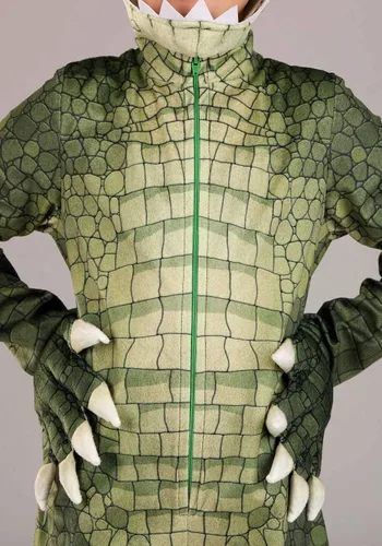 Vista 5 de Disfraz de cocodrilo peligroso para niños, disfraz de reptil verde con capucha para Halloween