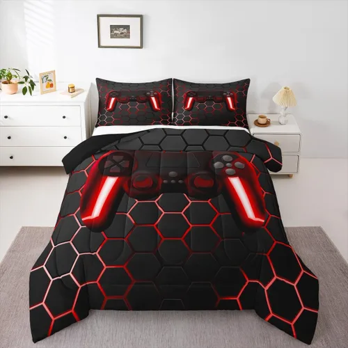 Vista 37 de Edredón de videojuegos para niños y adolescentes, juego de ropa de cama individual, juego de edredón para niños y jugadores, decoración del hogar