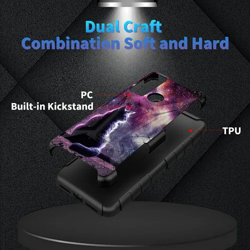 Vista 92 de Funda para AT&T Maestro Max 2021/Cricket Ovation 2 con protector de pantalla de vidrio templado, funda resistente con función atril integrada