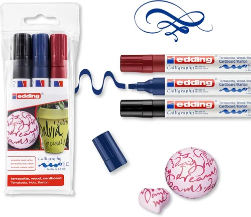 Vista 9 de Edding e-1455 - Rotuladores permanentes con puntas de caligrafía, 0.039-0.197 in, color azul