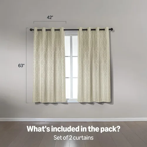 Vista 5 de Amazon Basics Cortinas Jacquard 100% opacas de 2 piezas, cortinas para sala de estar y dormitorio, tratamiento de ventana con aislamiento térmico