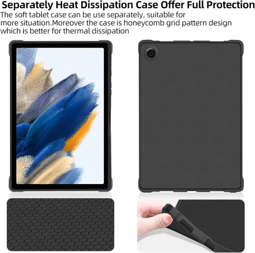 Vista 6 de JUQITECH Funda de teclado retroiluminada para Samsung-Galaxy-Tab A8 10.5 2022, funda magnética fuerte para libros, funda suave desmontable teclado