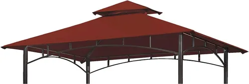 Vista 8 de Toldo de Repuesto para Pérgola de Parrilla - Wonwon Techo de Pérgola 5x8 pies Cubierta de Techo de BBQ de Doble Nivel al Aire Libre Refugio de Caqui