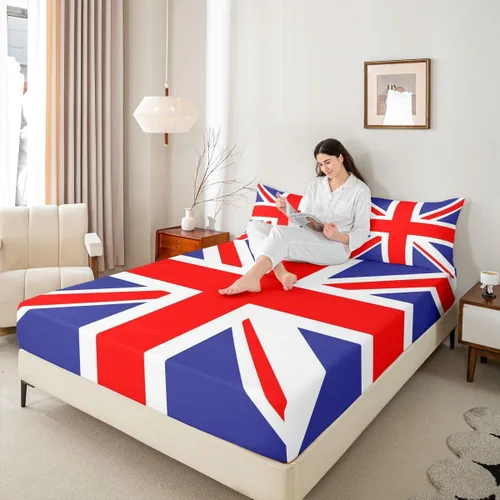 Vista 19 de Erosebridal American Flag Fitted Sheet Twin, Hockey Bedding Set United States Sports Games Bed Sheets for Kids Boys Teens Bedroom, Red White