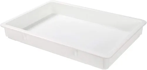Vista 2 de Caja de prueba de 26 x 18 x 3 pulgadas, 1 caja de masa rectangular – apilable, lavavajillas, cajas de plástico blanco para masa de pizza, duraderas