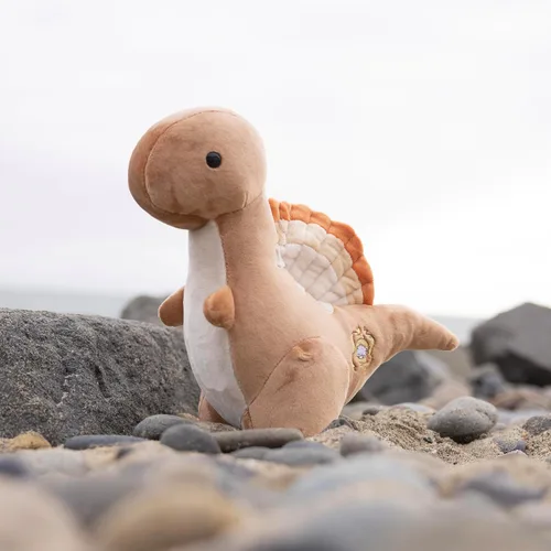 Vista 6 de Bellzi Spinosaurus - Lindo juguete de peluche de animal de peluche, adorable juguete suave de spinosaurio y regalos, regalo perfecto para todas