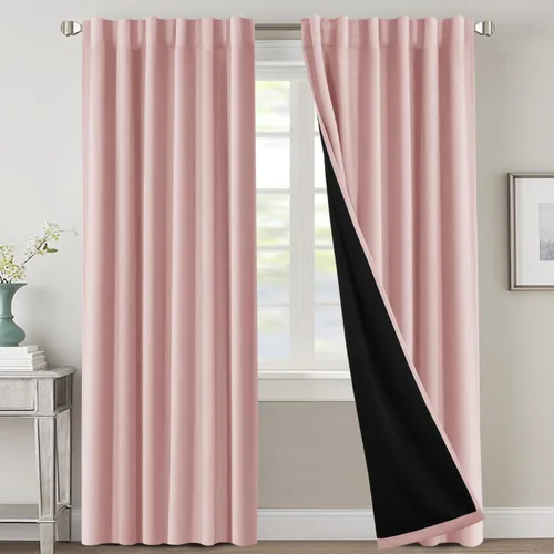 Vista 41 de H.VERSAILTEX Cortinas 100% opacas para dormitorio con forro negro, cortinas de oscurecimiento de habitación completa, con aislamiento térmico