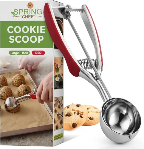 Vista 17 de Spring Chef Cuchara Extra Pequeña para Galletas, Boleador de Melón de Acero Inoxidable, Cuchara para Hornear, Gatillo con Resorte para Masa