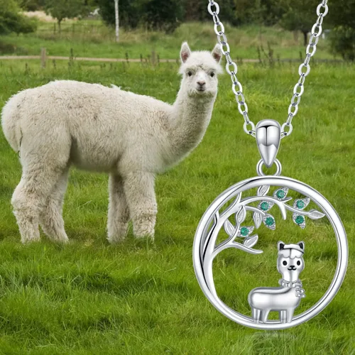 Vista 7 de JUSTKIDSTOY Collar con colgante de árbol de la vida, diseño de mariquitaunicorniolama, plata de ley 925, joyería de animales lindos regalos