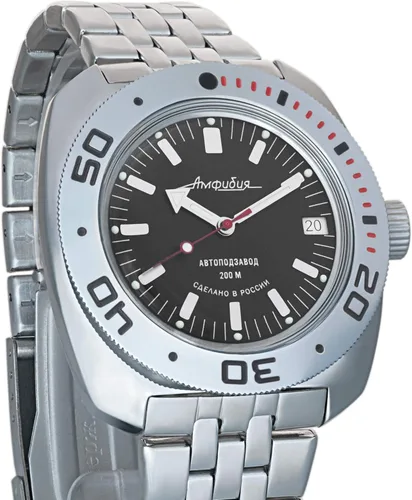 Vista 2 de VOSTOK Anfibio automático para hombre de cuerda automática Diver Amphibia 710 710662 caso reloj de pulsera, Buceador, cuerda automática
