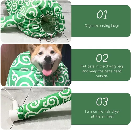 Vista 2 de WAYUTO Bolsa de secado flexible para mascotas con cordón, bolsa de secado de pelo de perro, caja de secado de pelo para cachorros, bolsa secadora