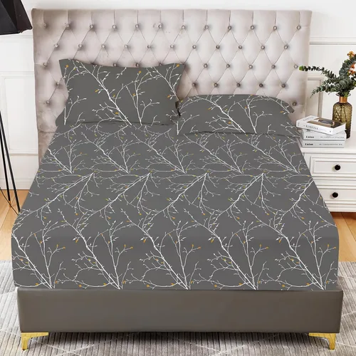 Vista 17 de YIYEA Sábana bajera ajustable floral con funda de almohada, sábana bajera de microfibra de doble cepillado de alta calidad, bolsillo profundo de 16