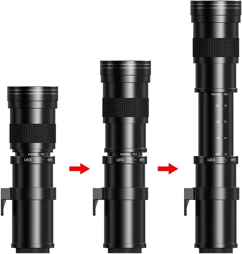 Vista 6 de 420-800mm f/8.3 Lente teleobjetivo Zoom para cámara SLR para Canon T7i T6 T6i T6s T7 T8i T3i, T4i, T5, T5i, SL2, SL1 4000D 2000D 80D 90D 5D III 6D