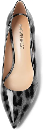 Vista 3 de SHOWFOREST Zapatos de tacón medio grueso para mujer, con puntera puntiaguda, de 2.5 pulgadas