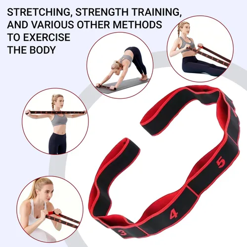 Vista 7 de Fitness Resistance Band for Stretching and Yoga, 8-Section Elastic Training Bands with Handles, Numbered Resistance Bands, Fashionable Puller