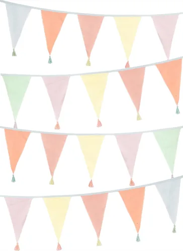 Vista 12 de Talking Tables Bandera de tela arcoíris con borlas – 10 pies Guirnalda de banderines de bandera triangular, 100% algodón, para niños, niñas