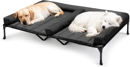 Vista 15 de Veehoo Cama elevada refrescante para perros + cojín doble impermeable para dos perros medianos, cama elevada para perros con tapete de apoyo