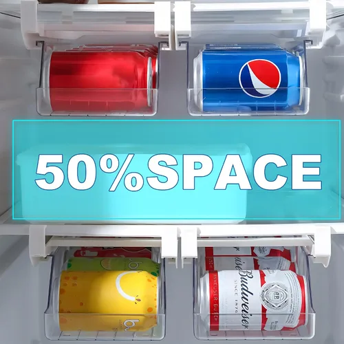 Vista 5 de Organizador de latas para cajón de refrigerador, estante extraíble colgante para refrescos, huevos, frutas, verduras, carne, contenedor transparente
