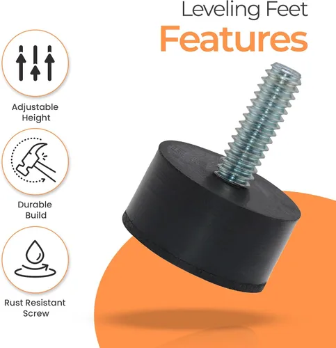 Vista 4 de NEWBYTEK 1/4-20 Pies niveladores de goma, atornillables para sillas de muebles, 8 piezas Solid waterproof base, non-slip grip prevents floor