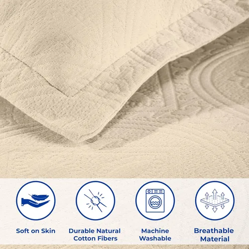 Vista 3 de Superior Juego de colcha de algodón de 2 piezas, diseño de círculos celtas, decoración de cama para el hogar, 1 funda de almohada, manta