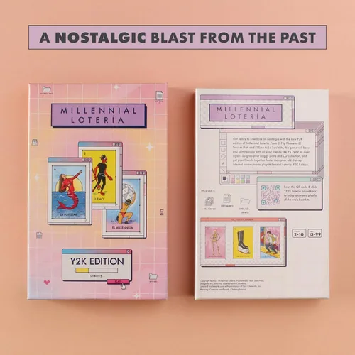 Vista 3 de Loteria millennial: Edición Y2K - Juego de fiesta de bingo mexicano de parodia, juego de cartas de emparejamiento, nostalgia y humor icónico