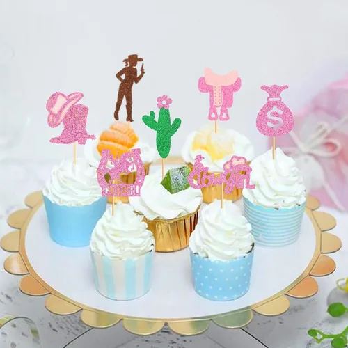 Vista 3 de Ercadio Paquete de 32 adornos para cupcakes Derby Cowboy Cowboy Cowgirl Cupcake Picks Ecuestre Derby Carreras de Caballos Cupcake Toppers Derby Tema