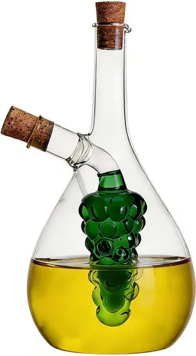 Vista 6 de ELETON Almacenamiento de cocina Herramientas de cocina Botella de vidrio de aceite y vinagre, tapones de caño doble vertedor de uva Vinagre