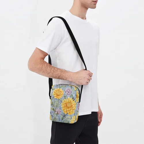 Vista 7 de Vintage Dahlia Flower Yellow Purple messenger bag cute green crossbody bags for women Casual Purse Lady Shoulder Handbags Adjustable Strap for