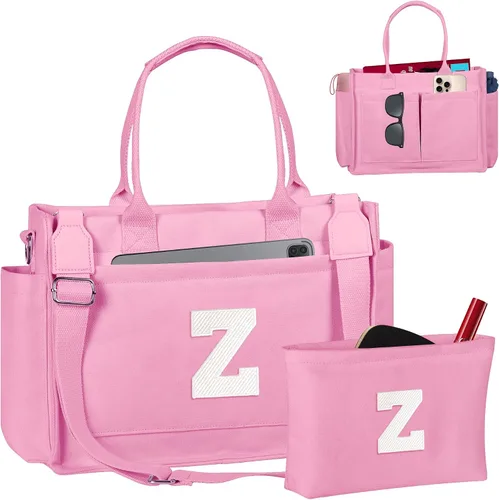 Vista 35 de Easter Basket Stuffers, Initial Tote Bag with Makeup Bag, Birthday Gifts for Women, Teen Girl Gifts Trendy Stuff